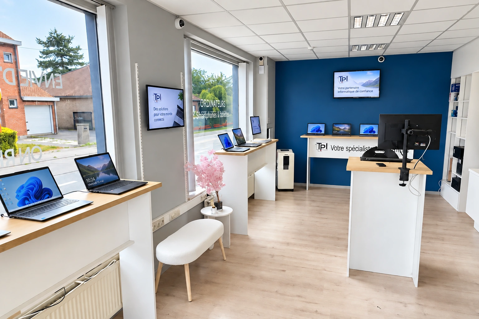 Intérieur du magasin TPI à Herseaux